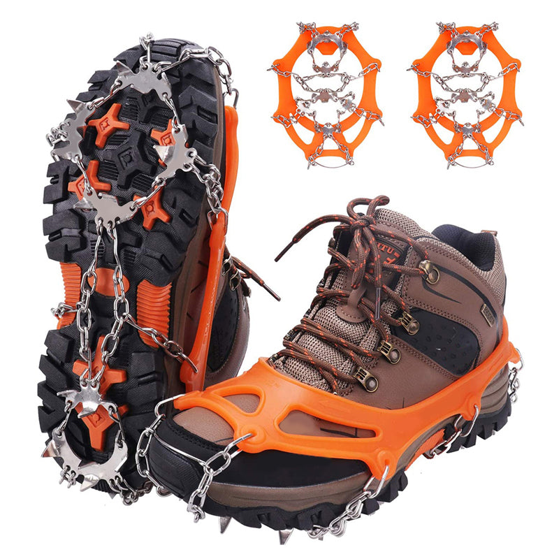 Orange Chain Link Ice Crampons Maximum Traction for Harsh Conditions