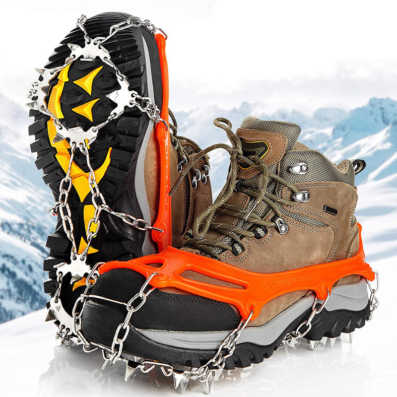 Orange Chain Link Ice Crampons Maximum Traction for Harsh Conditions