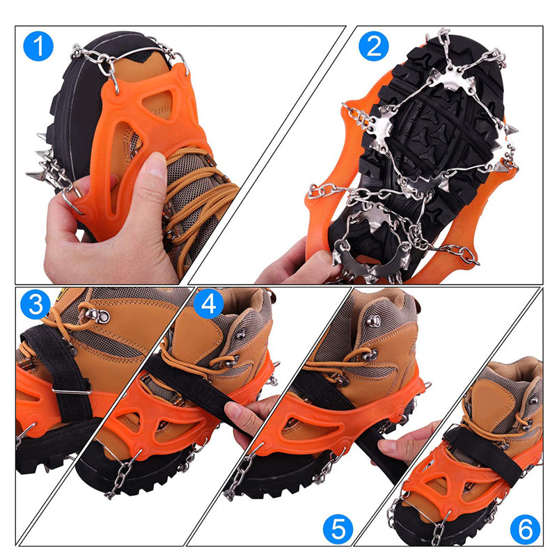 Orange Chain Link Ice Crampons Maximum Traction for Harsh Conditions