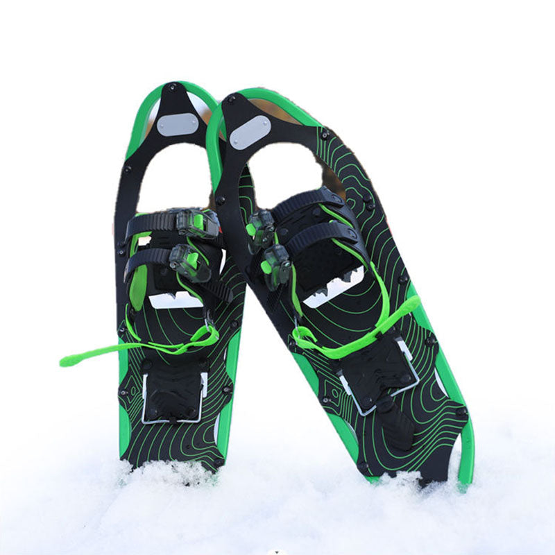 Green & Black Snowshoes for Adults Durable Aluminum Snowshoes for Snow Trails