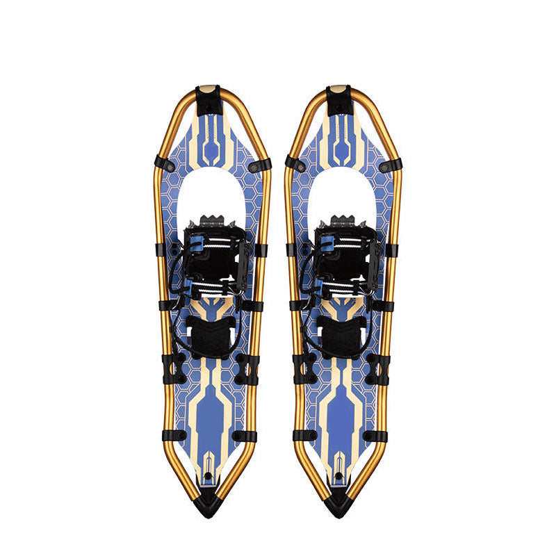 Blue & Gold Patterned Snowshoes for Adults All Terrain Snowshoes with Secure Straps